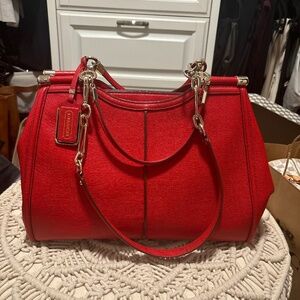 Coach Red Leather Wire Frame Purse